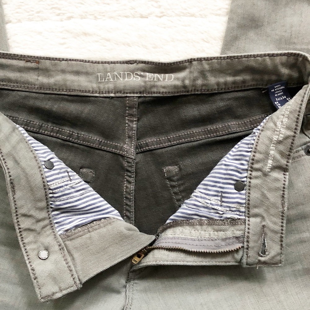 Lands’ End | Grey Petite Mid Rise Straight Leg Jean - Picture 6 of 8